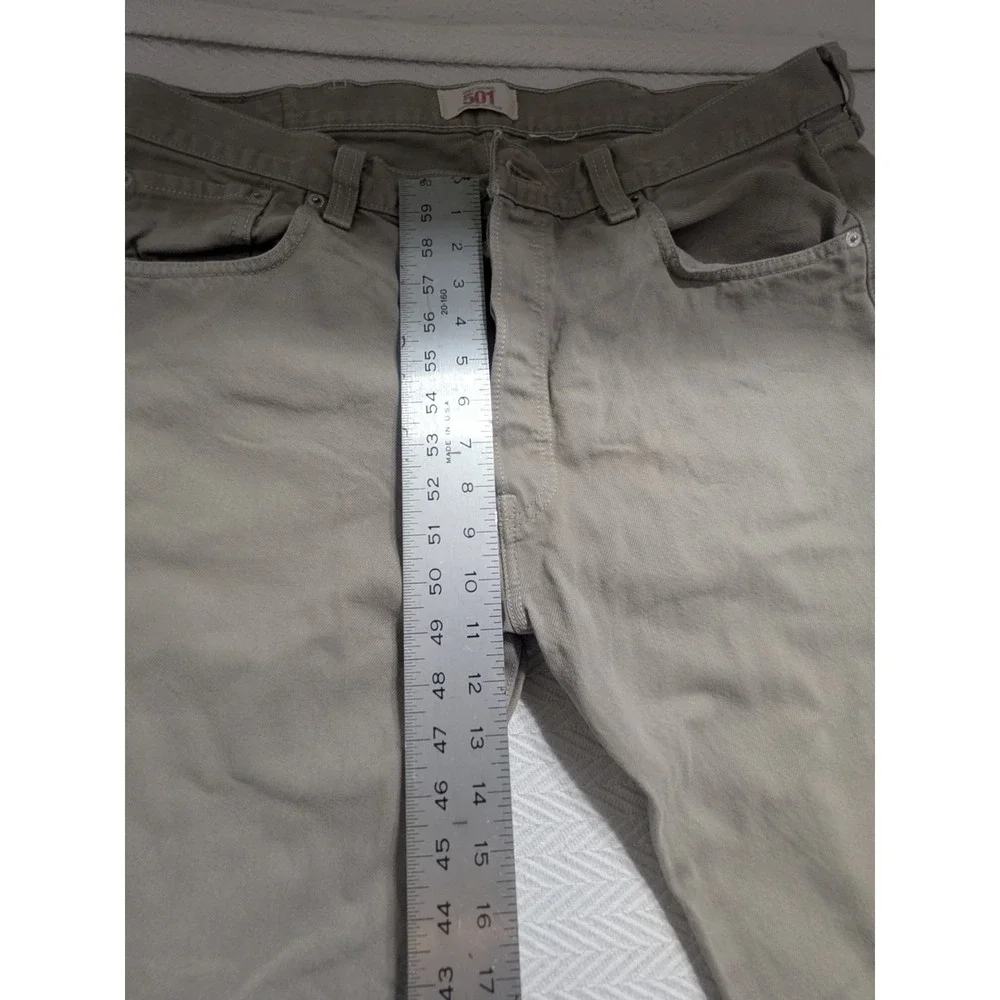Levi's 501 Jeans Mens 36x30 Khaki Tan Button Fly Straight Leg‎ Cotton